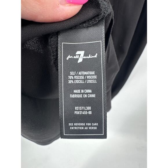 7 For All Mankind Spaghetti Strap Button Front Midi Dress in black XL NWT - Picture 6 of 7